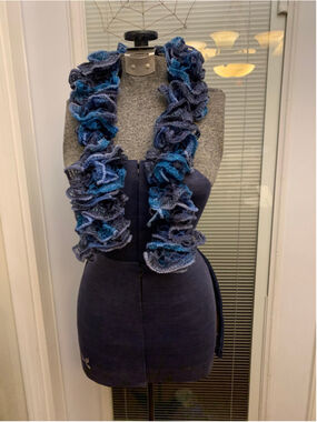 Women's Unbranded Blue Purple Ruffle Scarf One Size